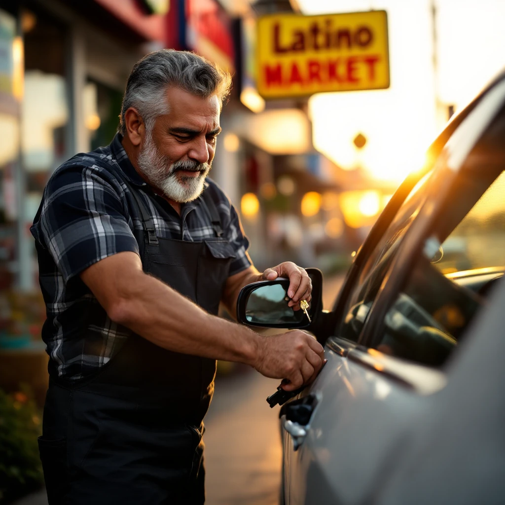 Técnico cerrajero profesional trabajando con dedicación en Fort Worth