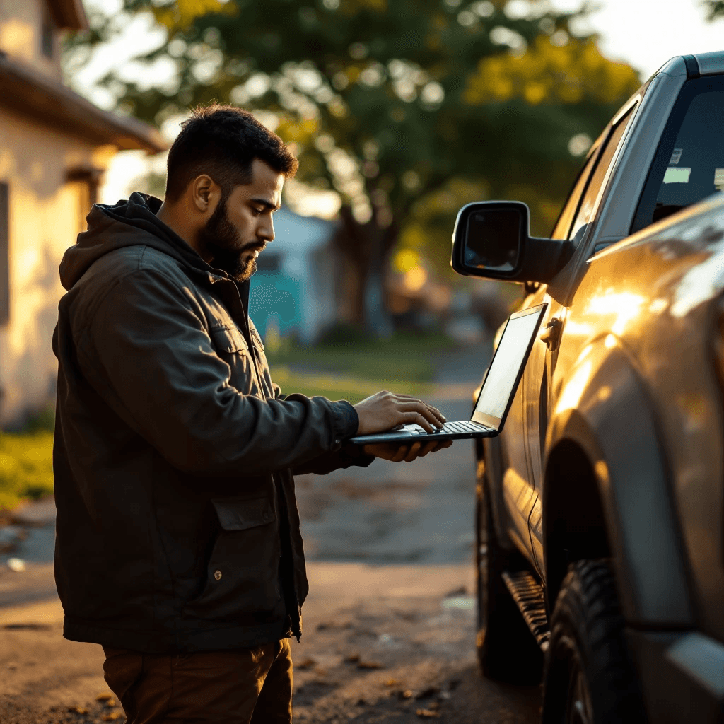 Técnico cerrajero automotriz profesional trabajando en Fort Worth, Texas