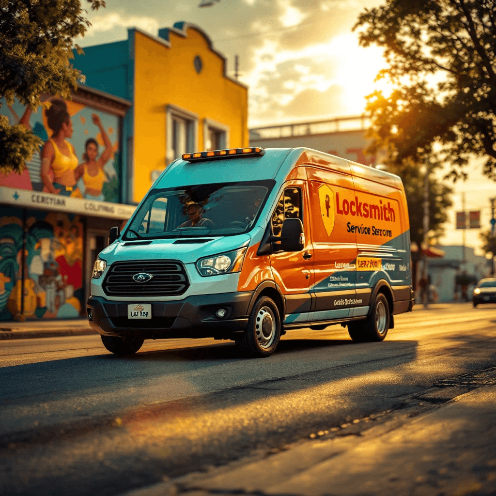 Camión de servicio móvil de cerrajería profesional en Fort Worth, Texas