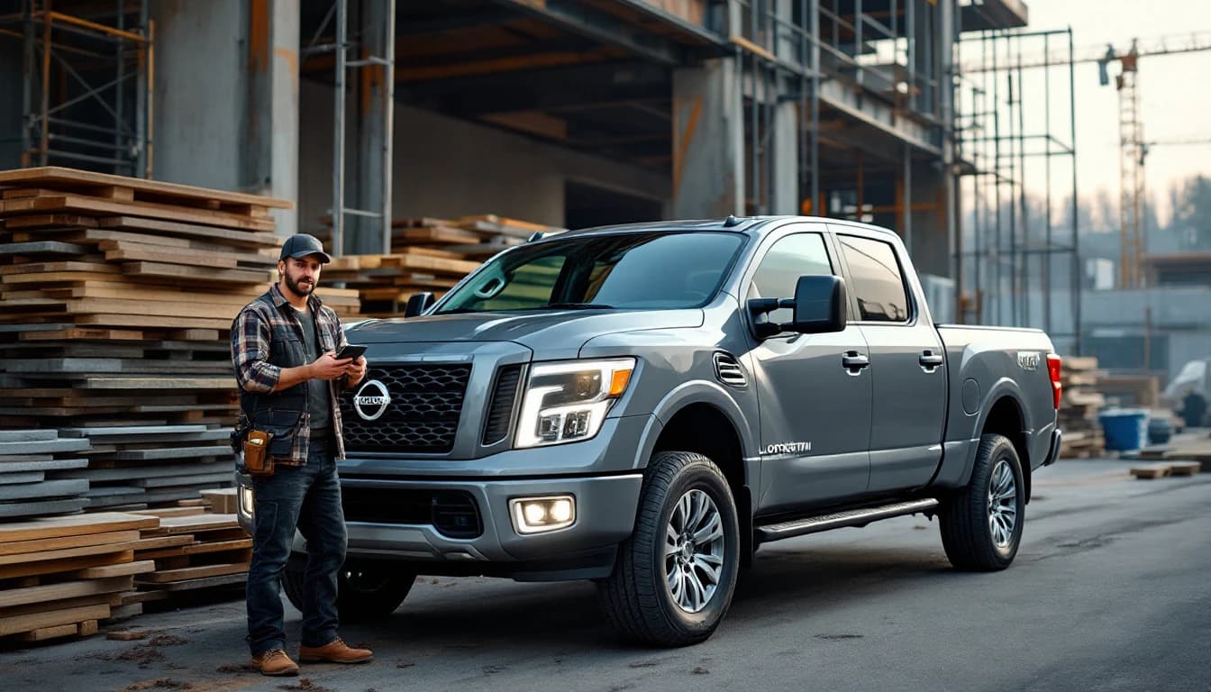 Cerrajero automotriz cortando y programando la llave de una Nissan Titan de trabajo en Fort Worth, Texas