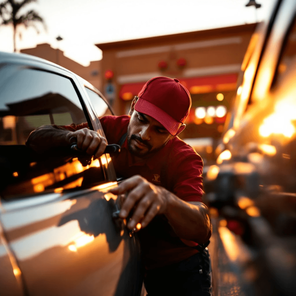 Técnico cerrajero profesional uniformado listo para asistir en Fort Worth