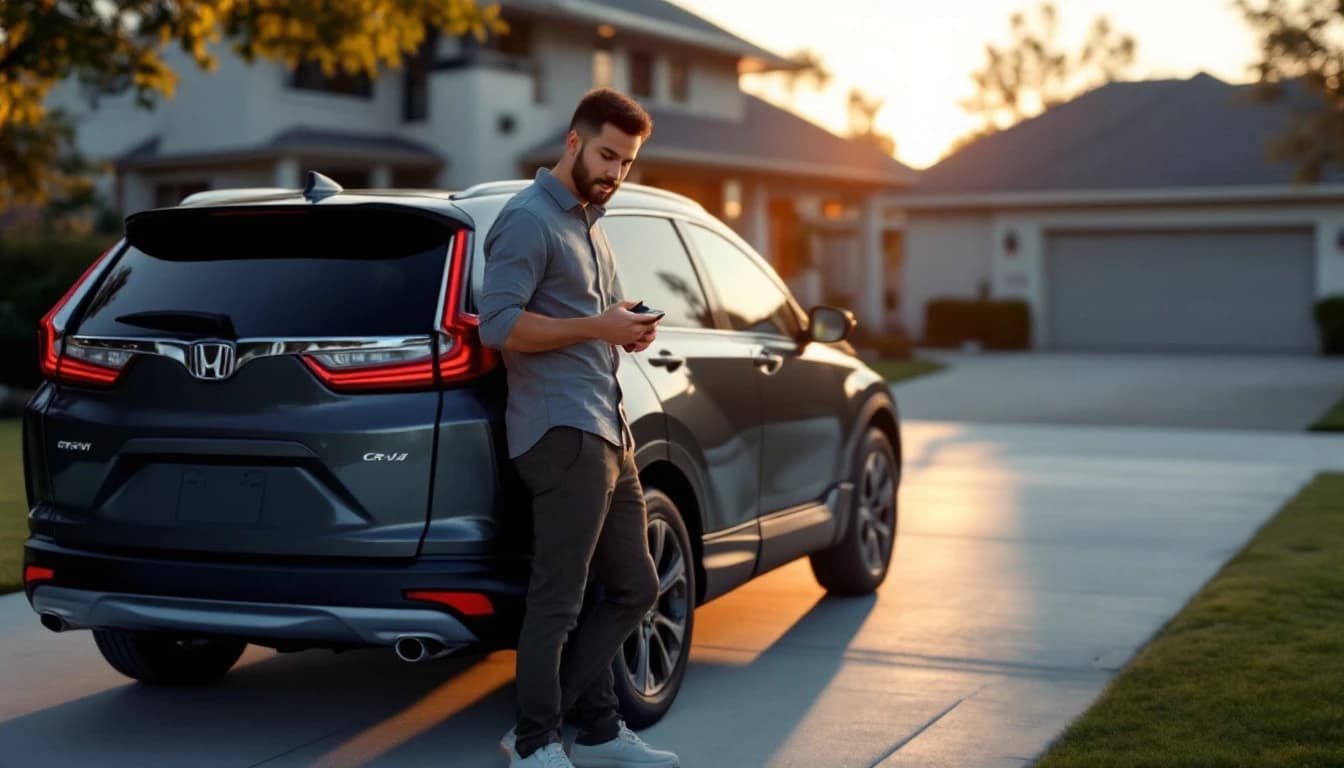 Cerrajero automotriz programando la llave inteligente de una Honda CR-V en Fort Worth, Texas