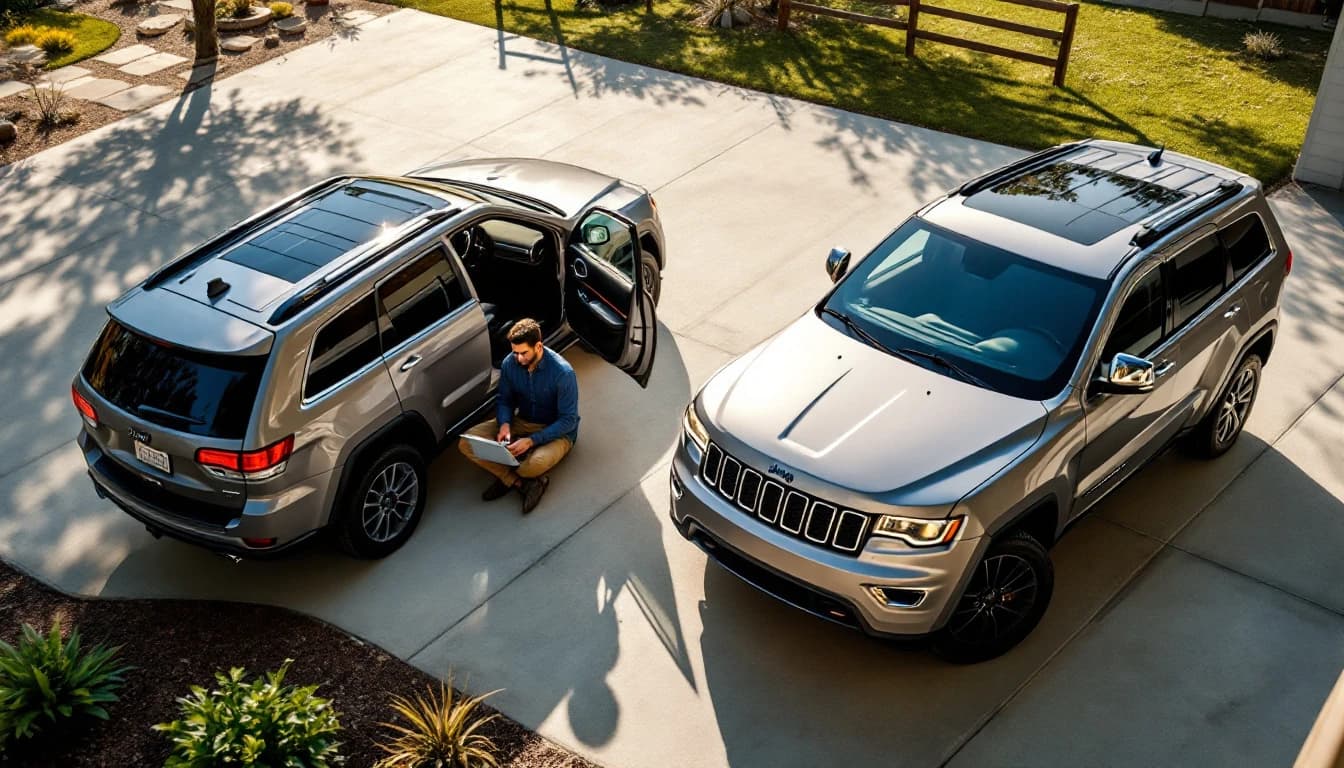 Cerrajero automotriz programando la llave de un Jeep Wrangler en Fort Worth, Texas