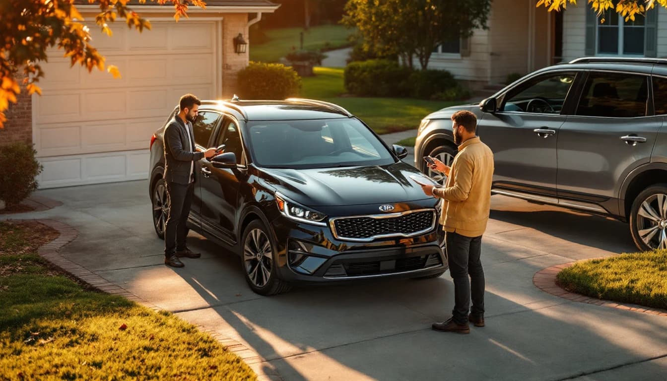 Cerrajero automotriz programando la llave inteligente de un Kia Sorento en Fort Worth, Texas