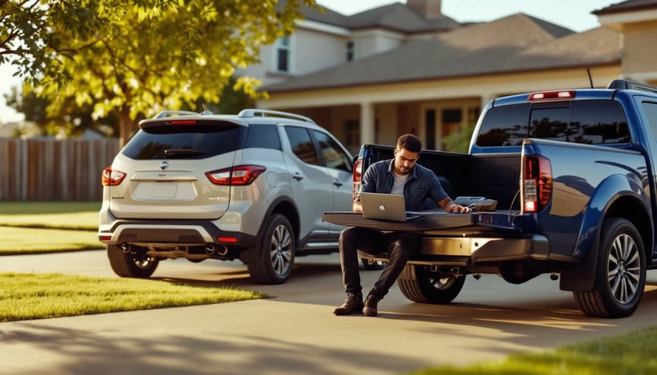 Cerrajero automotriz programando la llave de una Nissan Frontier en Fort Worth, Texas