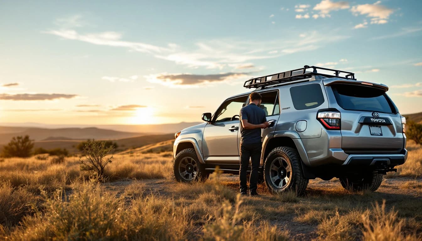 Cerrajero automotriz programando la llave inteligente de una Toyota 4Runner en Fort Worth, Texas