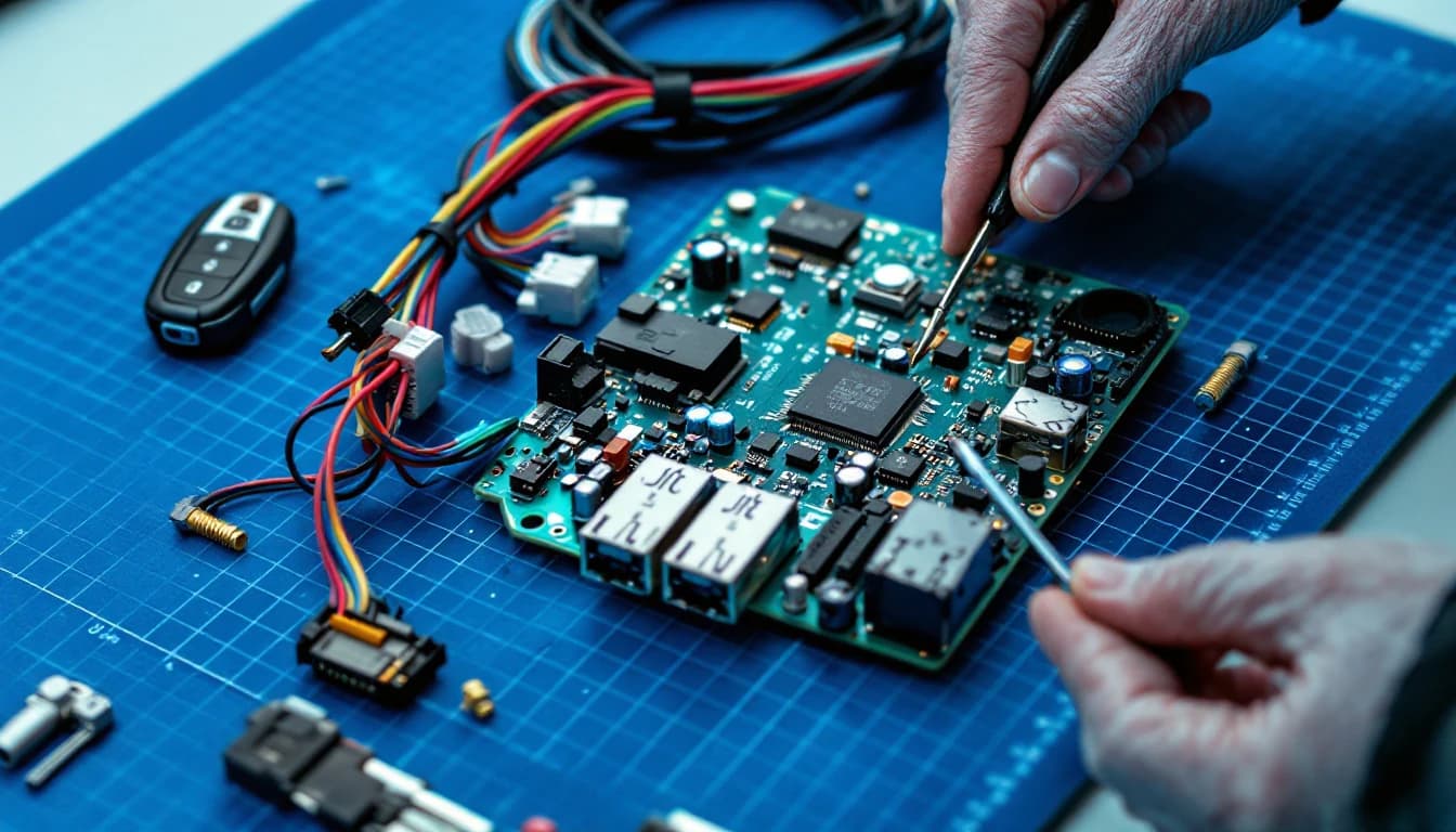 Técnico cerrajero programando el inmovilizador de un Acura TSX plateado con equipo de diagnóstico conectado en Fort Worth, Texas