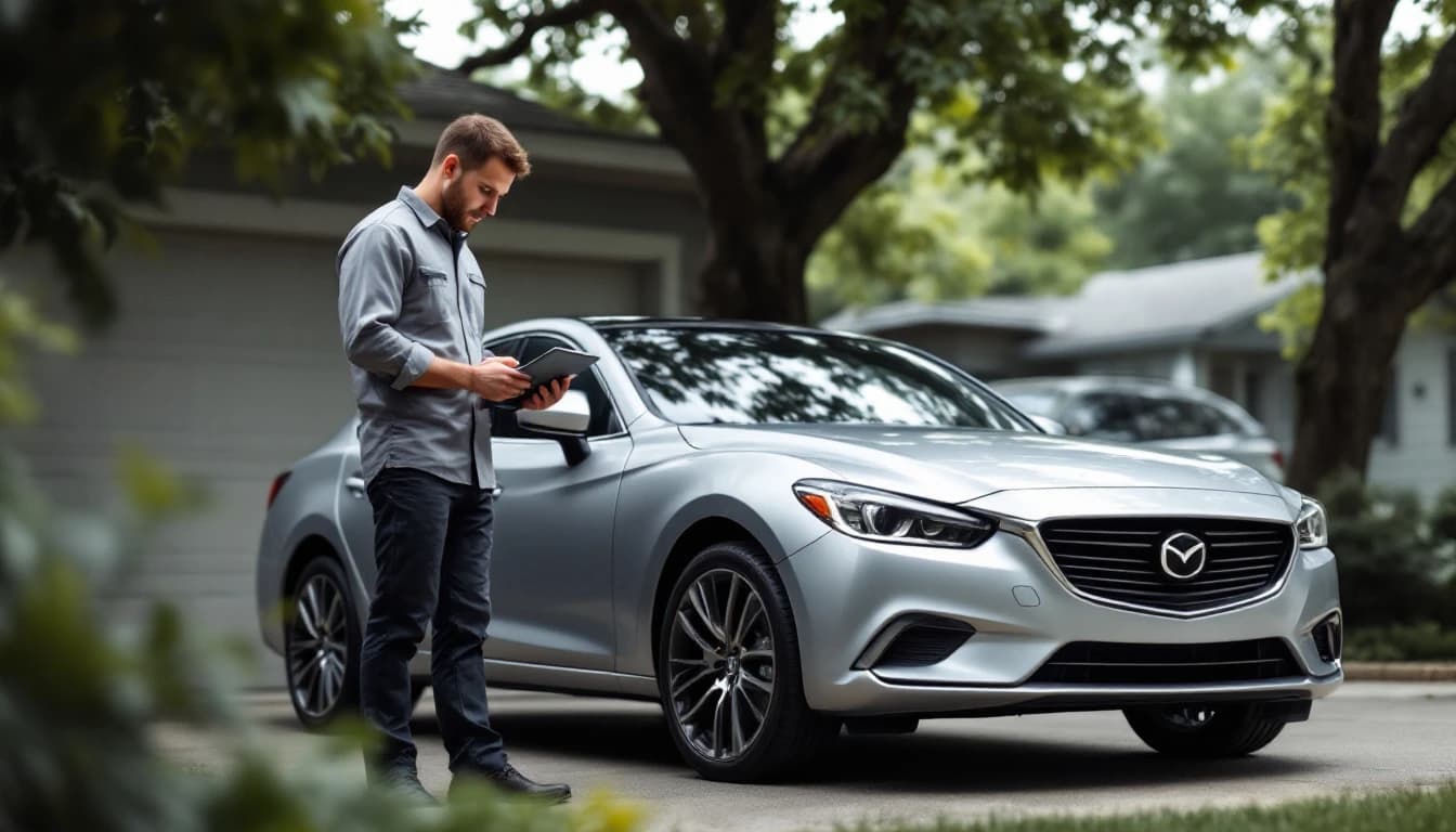 Audi A4 gris estacionada en el driveway de una casa del oeste de Fort Worth mientras un técnico móvil trabaja en la programación del módulo inmovilizador en Texas