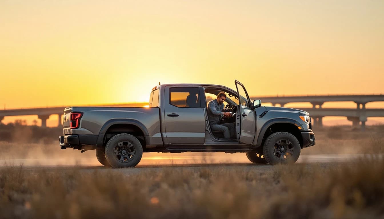 Toyota Tacoma gris estacionada en un driveway cerca del corredor I-35W mientras un técnico sincroniza el módulo inmovilizador en Fort Worth, Texas